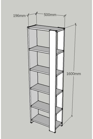 Cantek Dizayn Reading Kitaplık, 5 Bölmeli Beyaz-Ceviz - 2