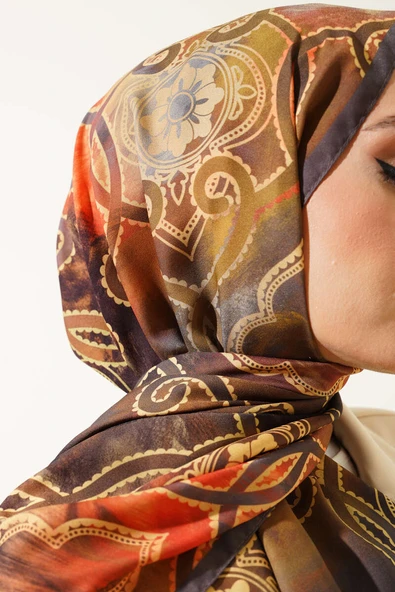 Dijital Etnik Desen Medine Şal Vizon Yeşil - Resim 4