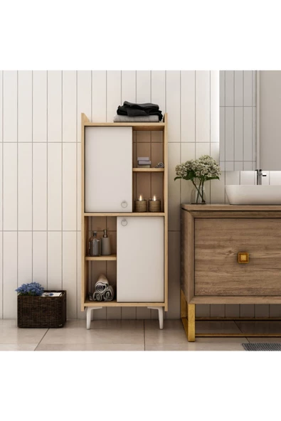 Cantek Dizayn Leeds Banyo Dolabı Ve Çok Amaçlı Dolap Safirmeşe-Beyaz