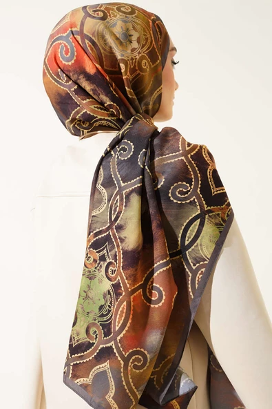 Dijital Etnik Desen Medine Şal Vizon Yeşil - Resim 3