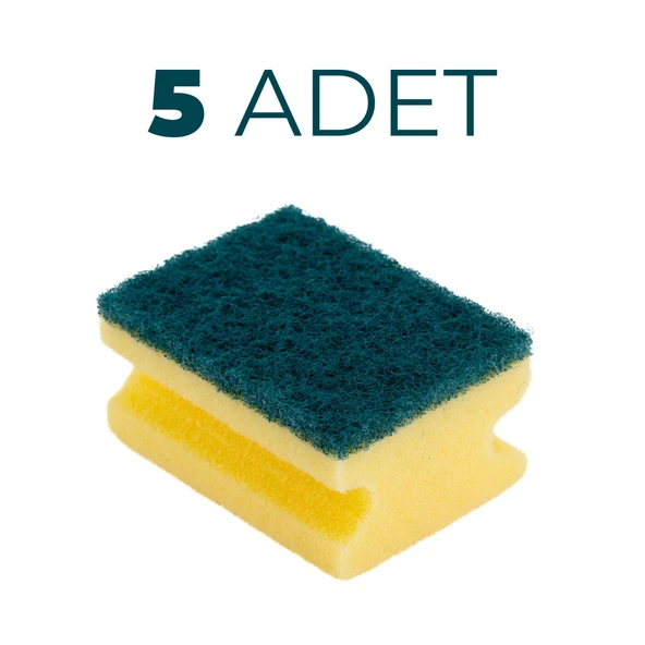 Everklean Set Oluklu Sünger 5'li  Sarı 17x8