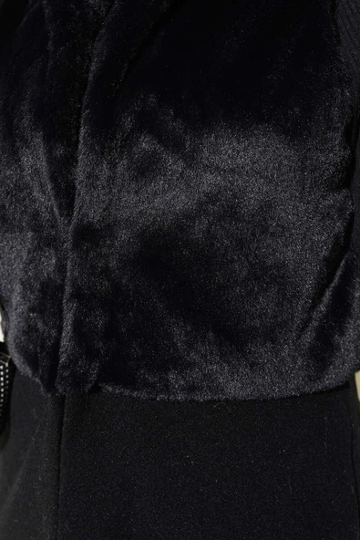 Garnili Peluş Kaşe Yelek Siyah - 4