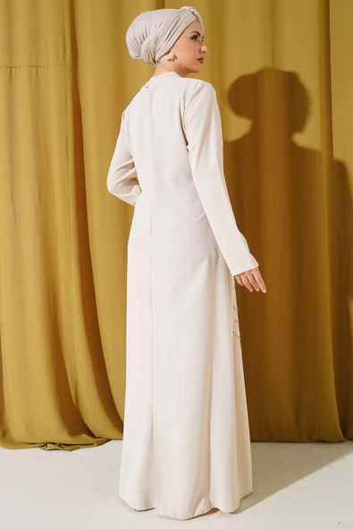 Önü Boydan Taşlı Büyük Beden Elbise Taş - Resim 3