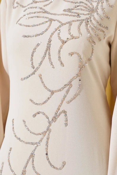 Önü Boydan Taşlı Büyük Beden Elbise Taş - Resim 4