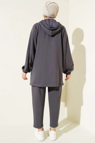 Loyşa Önü Fermuarlı İkili Takım Füme - Resim 3