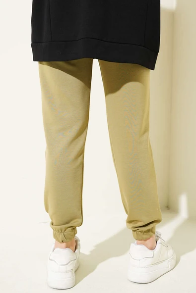 Bel Lastikli İpli Jogger Pantolon Çağla Yeşili - Resim 3