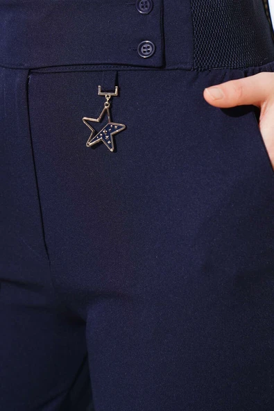 Aksesuarlı Pantolon Lacivert - Resim 4