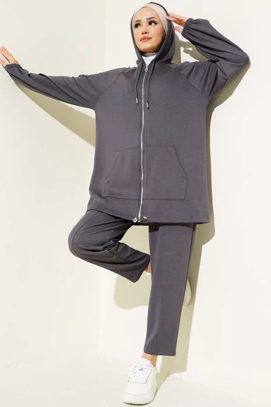 Loyşa Önü Fermuarlı İkili Takım Füme ürün görseli 1