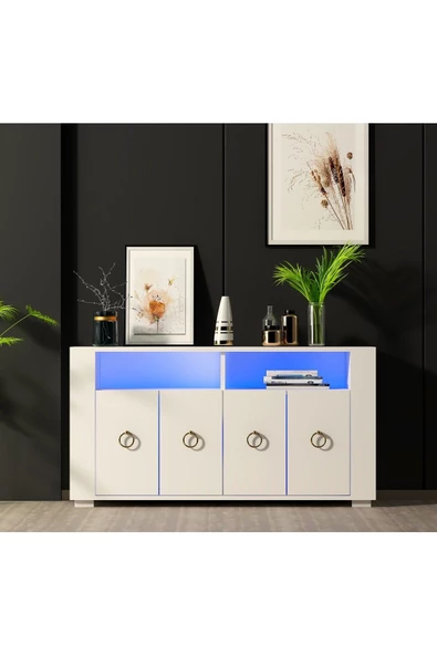 Cantek Dizayn Kleinn Led Aydınlatmalı Konsol Beyaz-Beyaz