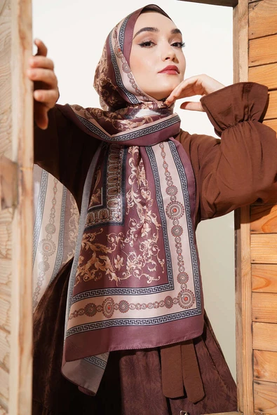 Nostalji Desen Soft Şal Kahve