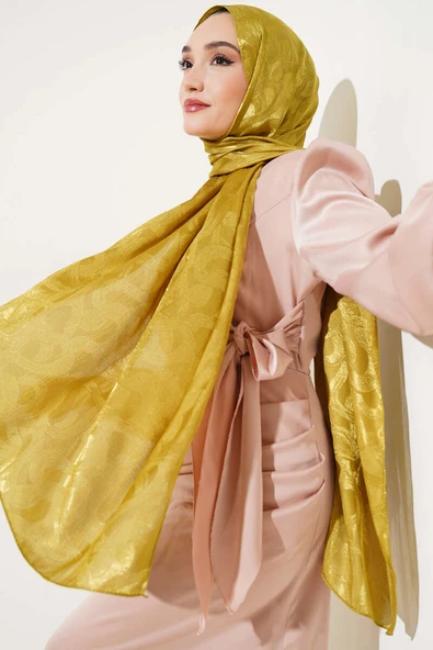 Sarmal Desen Jakar Melisa Şal Yağ Yeşili -44 - Resim 2