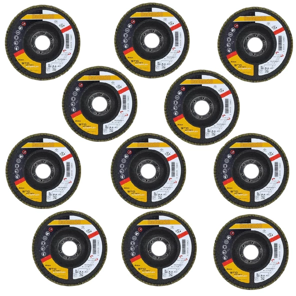 Avuç İçi Taşlama Flap Disk Zımpara Çapı 115 mm 60 Kum Zımparalama Taşı Göbek 22 mm 10 Adet - 3