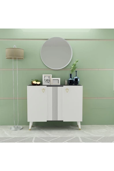 Cantek Dizayn Honney Lazer Desenli Konsol , Çok Amaçlı Dolap - Royalmermer Beyaz