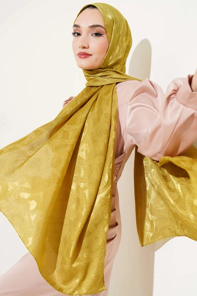 Sarmal Desen Jakar Melisa Şal Yağ Yeşili -44 ürün görseli 1