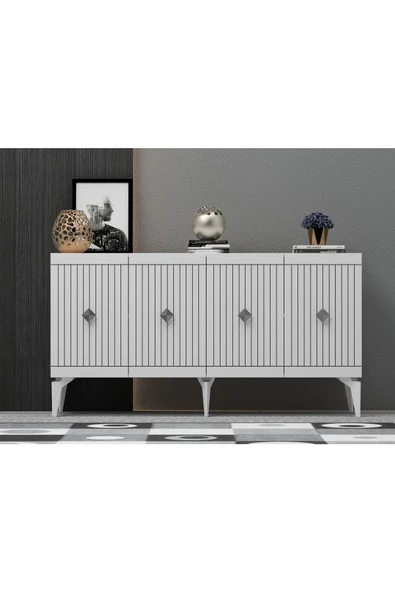 Cantek Dizayn 150 Cm Midas Konsol Beyaz-Gümüş