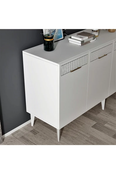 Cantek Dizayn Allvin Lazer Desenli Konsol Beyaz - 5