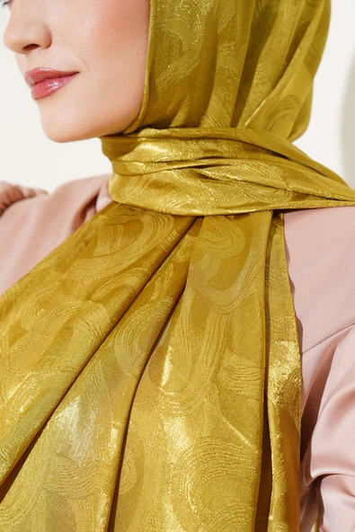 Sarmal Desen Jakar Melisa Şal Yağ Yeşili -44 - Resim 4