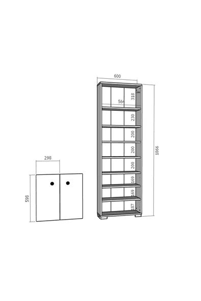 Cantek Dizayn Remmy Kapaklı,Raflı Kitaplık (Tekli Modül) Beyaz-Beyaz - 6