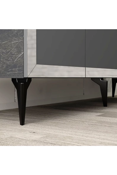 Cantek Dizayn 150 Cm Poli Konsol Royalmermer-Antrasit-Gümüş - 4