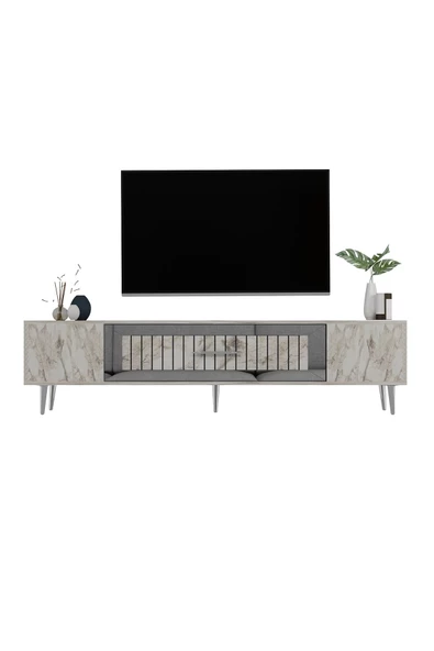 Cantek Dekolp3Ct Tv Sehpası Efesmermer-Gümüş - 3