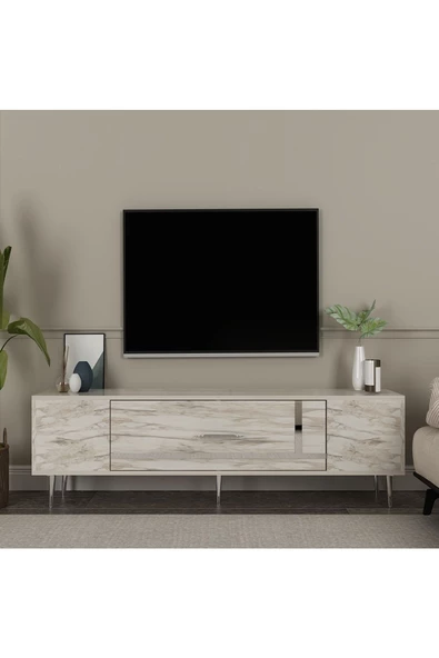Cantek Dizayn Dekop1Ct Tv Sehpası Efesmermer-Gümüş