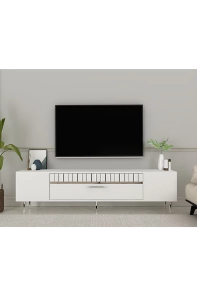 Cantek Dekolp1Ct Tv Sehpası Beyaz-Gümüş