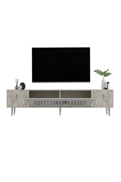 Cantek Dekolp3Ct Tv Sehpası Efesmermer-Gümüş - 5