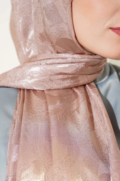 Sarmal Desen Jakar Melisa Şal Vizon -17 - Resim 4