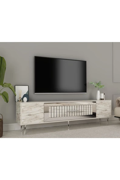 Cantek Dekolp3Ct Tv Sehpası Efesmermer-Gümüş - 2