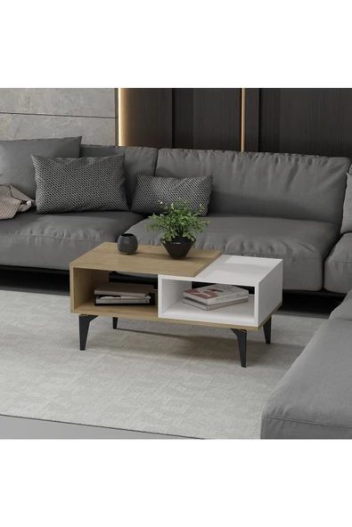 Cantek Dizayn Flyy 180 Cm Şömineli(B) Tv Ünitesi, Konsol(Kx180) Ve Orta Sehpa Salon Takımı Safirmeşe-Beyaz - 6