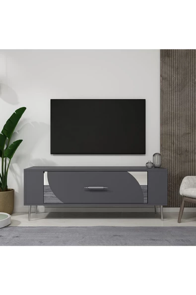 Cantek Dizayn Retrop2Ct Tv Sehpası Antrasit-Gümüş