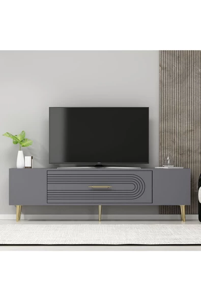 Cantek Dizayn Dekol3Ct Tv Sehpası Antrasit-Altın