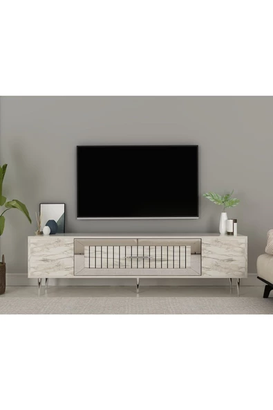 Cantek Dekolp3Ct Tv Sehpası Efesmermer-Gümüş