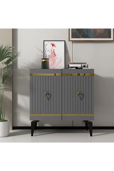 Cantek Dizayn 75 Cm Yumy Konsol-Çok Amaçlı Dolap Antrasit-Altın