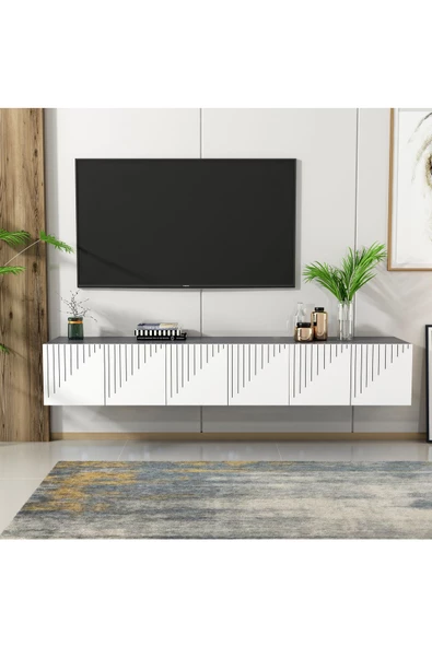 Cantek Dizayn Artemisct  180 Cm Tv Ünitesi  Takımı Beyaz-Antrasit - 5