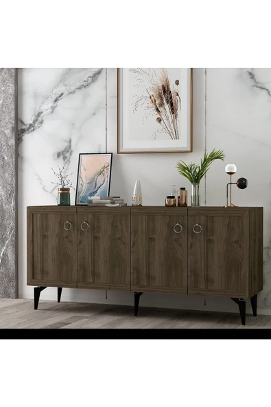 Cantek Dizayn Dört Kapaklı 150 Cm Selen Konsol Ceviz-Ceviz
