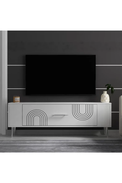 Cantek Dizayn Retrol2Ct Tv Sehpası Beyaz-Gümüş