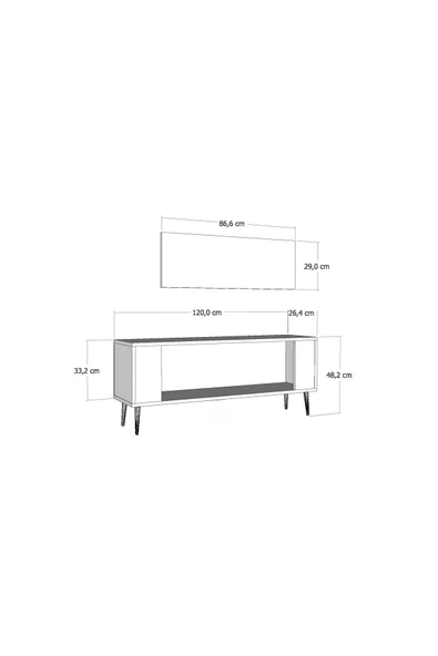 Cantek Dizayn Retrolp4Ct Tv Sehpası Beyaz-Gümüş - 6