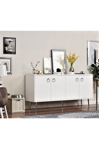 Cantek Dizayn Kapaklı 160 Cm Sole Konsol Beyaz-Beyaz