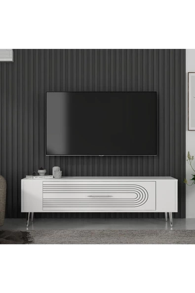Cantek Dizayn Retrol3Ct Tv Sehpası Beyaz-Gümüş