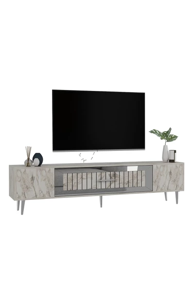 Cantek Dekolp3Ct Tv Sehpası Efesmermer-Gümüş - 4