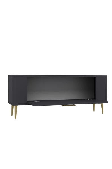 Cantek Dizayn Retrolp1Ct Tv Sehpası Antrasit-Altın - 6