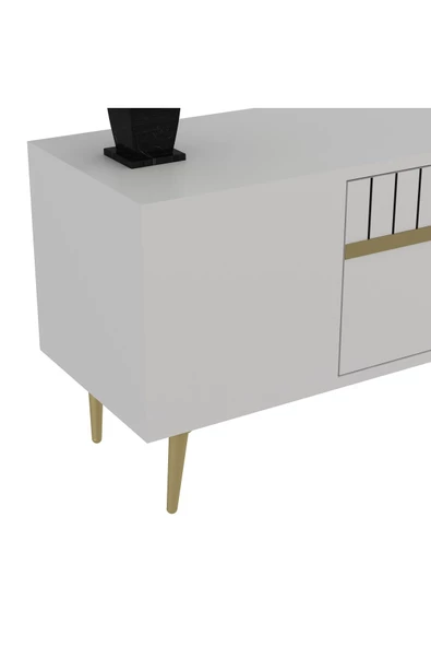 Cantek Dizayn Dekolp1Ct Tv Sehpası Beyaz-Altın - 6