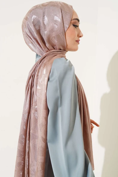 Sarmal Desen Jakar Melisa Şal Vizon -17 - Resim 3