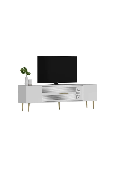 Cantek Dizayn Dekol3Ct Tv Sehpası Beyaz-Altın - 4