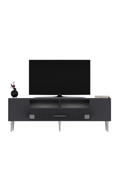 Cantek Dizayn Dekolp4Ct Tv Sehpası Antrasit-Gümüş - 5