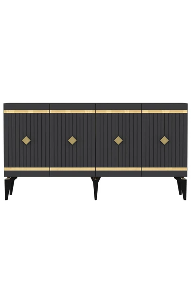 Cantek Dizayn 150 Cm Lenora Konsol Antrasit-Altın - 6