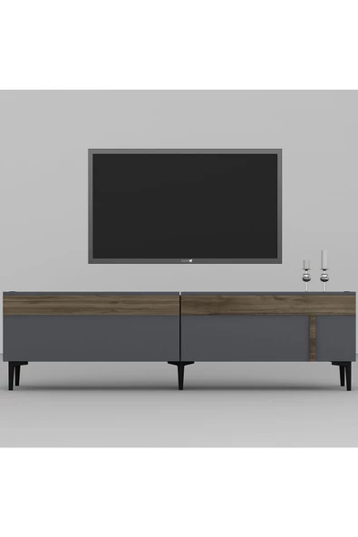Cantek Dizayn Asudem Tv Sehpası (Alt Modül) Antrasit-Ceviz - 2