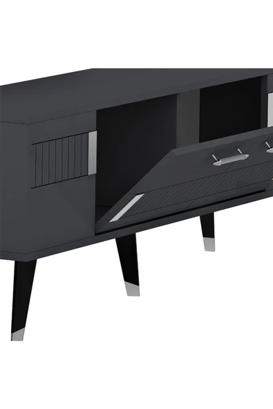 Cantek Dizayn Modda Tv Sehpası (Alt Modül) Antrasit-Gümüş - 6