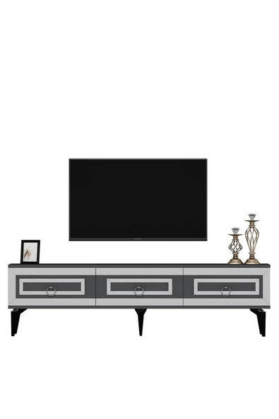 Cantek Dizayn Karrya 180 Cm Tv Sehpası Antrasit Gümüş - 4